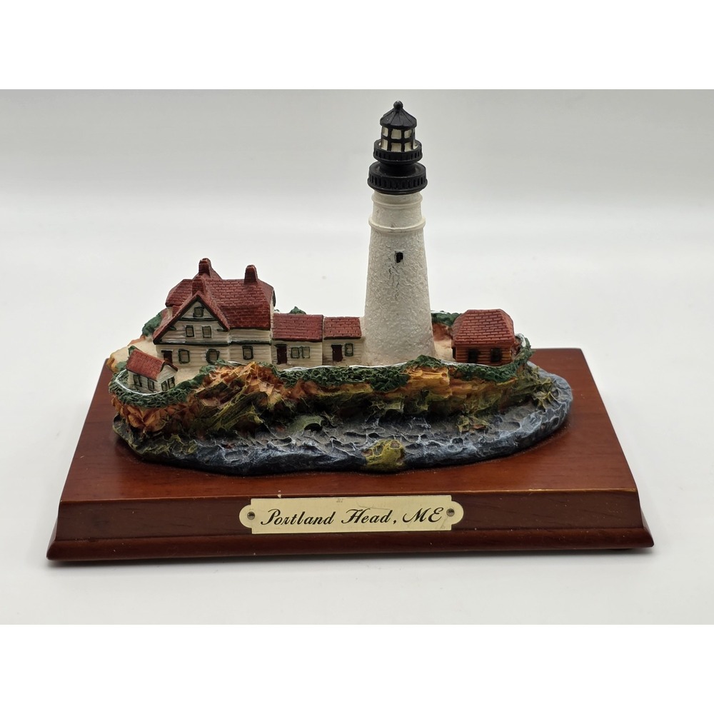 Portland Head ME Lighthouse on wooden base 4 1/2"
